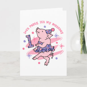 Carte Tutu Piggy 1er anniversaire