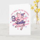 Carte Tutu Piggy 3e anniversaire (Fleur jaune)