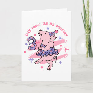 Carte Tutu Piggy 3e anniversaire