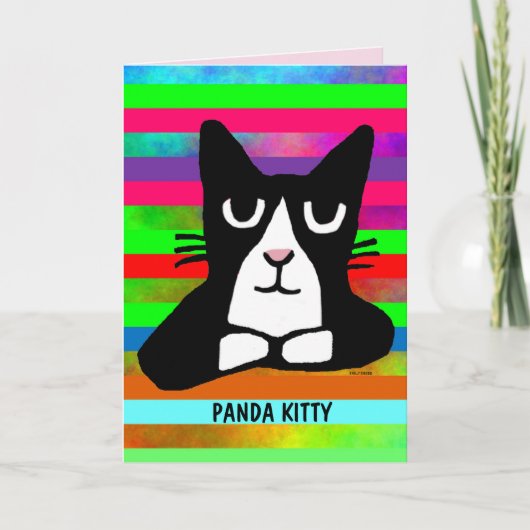 Carte Tuxedo Cat CUTE ANNIVERSAIRE PANDA KITTY SALUT (Devant)