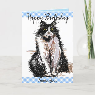 Carte Tuxedo Cat Cute Dessin Black and White Cats 
