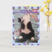 Carte Tuxedo Cat Cute Funny Air Kneading Cats Viola Card (Fleur jaune)