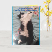 Carte Tuxedo Cat Cute Funny Happy Dance Cats Card (Fleur jaune)