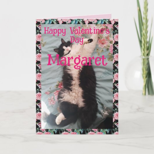 Carte Tuxedo Cat Cute Funny Valentines Day Happy Dance (Devant)