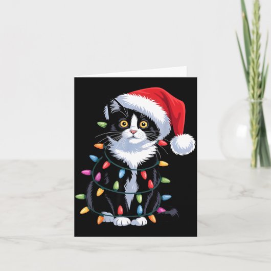Carte Tuxedo Cat Meow Santa Tuxie Christmas Tree (Devant)