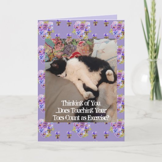 Carte Tuxedo Cat mignon Penser à vous Toucher les orteil (Devant)
