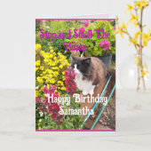 Carte Tuxedo Cat Sniffing Flowers Funny Birthday Roses (Fleur jaune)