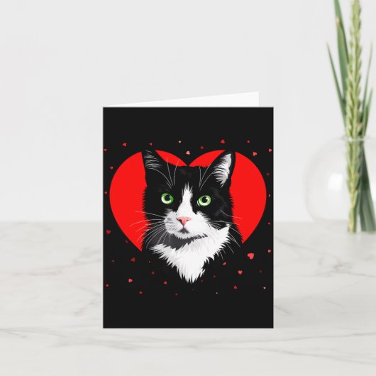 Carte Tuxedo Cat Valentine Heart For Kitten And Animal L (Devant)
