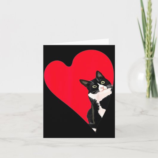 Carte Tuxedo Cat Valentine Heart For Kitten And Animal L (Devant)