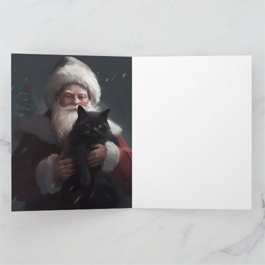 Carte Tuxedo Chat avec Noël Festif du Père Noël (Intérieur)