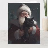Carte Tuxedo Chat avec Noël Festif du Père Noël (Devant)