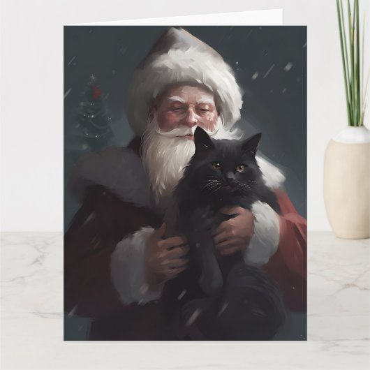 Carte Tuxedo Chat avec Noël Festif du Père Noël (Devant)