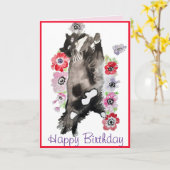 Carte Tuxedo Chat Cute Jolie Fleurs Chats Aquarelle Voit (Fleur jaune)