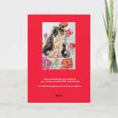 Carte Tuxedo Chat Cute Rose Fleurs Chats Aquarelle Rose (Dos)