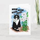 Carte Tuxedo Chat et Lilies | Devis inspirant (Devant)