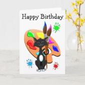 Carte Tuxedo Chat Et Palette De Peinture Anniversaire (Fleur jaune)