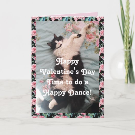Carte Tuxedo Chat Funny Heureuse Sainte-Valentin Dance C (Devant)