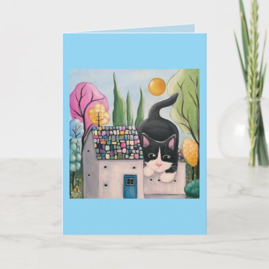Carte Tuxedo Chat Whimsical Art (Devant)