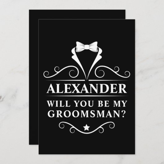 Carte Tuxedo Cravate Serez-Vous Mon Groomsman Black (Devant / Derrière)