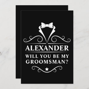 Carte Tuxedo Cravate Serez-Vous Mon Groomsman Black