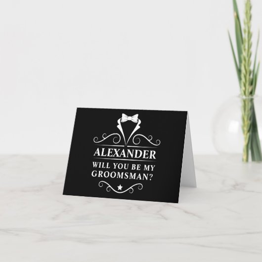 Carte Tuxedo Cravate Serez-Vous Mon Groomsman Note Noire (Devant)