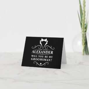 Carte Tuxedo Cravate Serez-Vous Mon Groomsman Note Noire