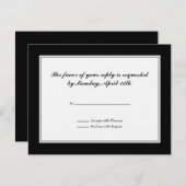 Carte Tuxedo RSVP en noir et blanc sur lin (Devant / Derrière)