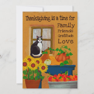Carte Tuxedo Sud-Ouest Chat Thanksgiving personnalisé