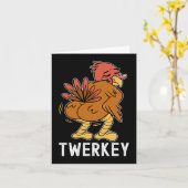 Carte Twerkey Dinde de danse amusante de Thanksgiving (Fleur jaune)