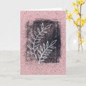 Carte Twig blanc Abstrait sur peinture rose et noire (Fleur jaune)