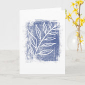 Carte Twig blanc sur dessin d'aquarelle bleu (Fleur jaune)