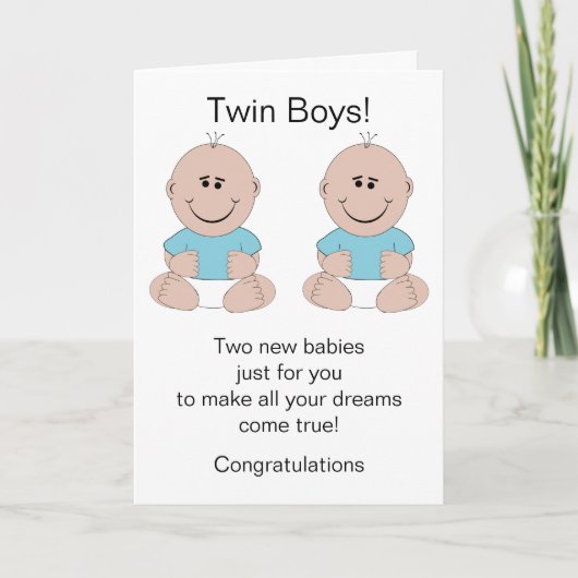 Carte Twin Boys New Born Baby (Devant)