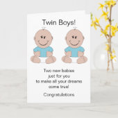 Carte Twin Boys New Born Baby (Fleur jaune)