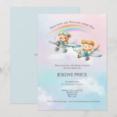 Carte Twin Boys, Winging their Way Baby Shower (Devant / Derrière)