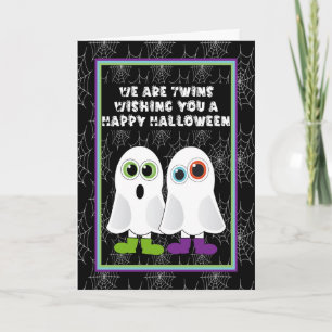 Carte Twin Ghosts envoie des voeux d'Halloween