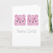 Carte Twin Girls Boho Baby Félicitations Card (Devant)