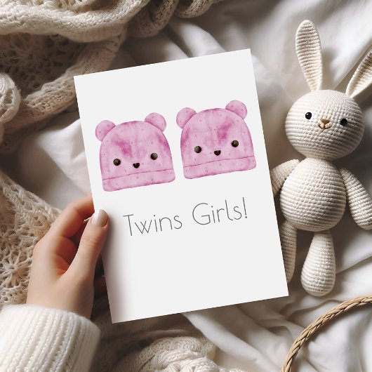 Carte Twin Girls Boho Baby Félicitations Card