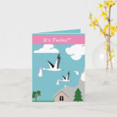 Carte Twin Girls Editable (Fleur jaune)