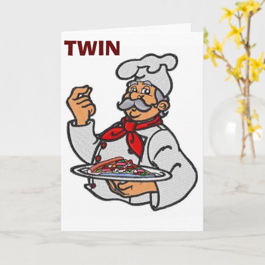 CARTE **TWIN** LE CHEF ITALIEN SERT LES VOEUX "ANNIVERSA (Fleur jaune)