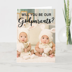 Carte Twin Photo Godparents Proposition