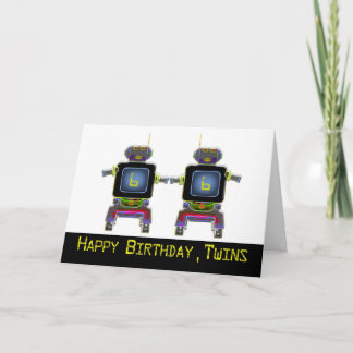 Carte Twin Robot Anniversaire de 6 ans