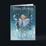 Carte Twin Sister Happy Birthday jolie fée sur swing<br><div class="desc">Douce Petite Fée Sur Sa Belle Flore</div>