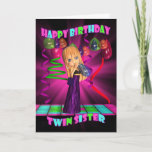 Carte Twin Sister Joyeux Anniversaire avec mignonne peti<br><div class="desc">Twin Sister Joyeux Anniversaire avec de mignonnes petites Cutie Pie ballons et serpentins</div>