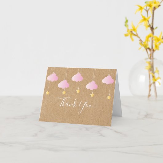 Carte Twinkle Twinkle Merci rose Rustique Kraft Boho (Fleur jaune)