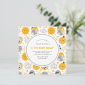 Carte Twinkstar Jaune et gris Carré d'anniversaire (Debout devant)