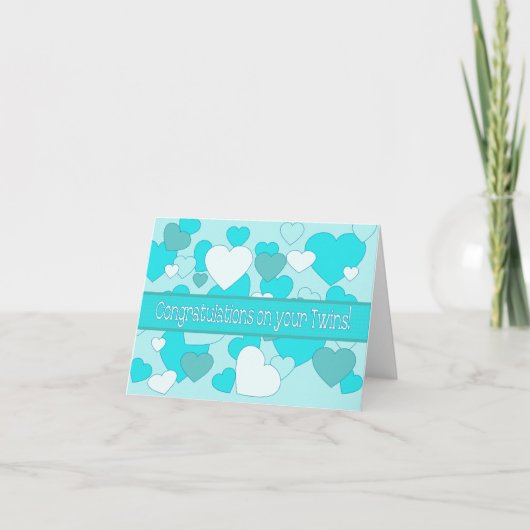 Carte Twins Baby Boy félicitations (Devant)