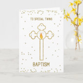 Carte Twins Baptism Gold Cross (Fleur jaune)