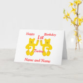 Carte Twins Birthday Card Ajouter des noms (Fleur jaune)