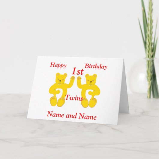 Carte Twins Birthday Card Ajouter des noms (Devant)