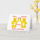 Carte Twins Birthday Card Ajouter des noms age (Fleur jaune)